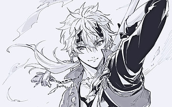 Thoma, monochrome, Genshin Impact, samurai, Tooma, manga, Thoma Genshin Impact HD wallpaper
