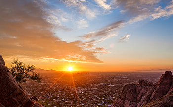 Phoenix Arizona Travels, Burning over Phoenix, Camelback Mountain, Arizona HD wallpaper