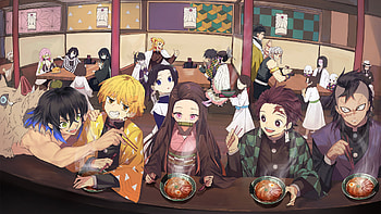 Inosuke Hashibira Nezuko Kamado Tanjiro Kamado Zenitsu Agatsuma Demon Slayer Kimetsu no Yaiba HD wallpaper