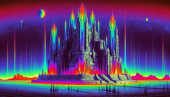 Vibrant Sci-Fi Castle, sci fi castle, fantasy landscape, Sci Fi, Digital Art HD wallpaper