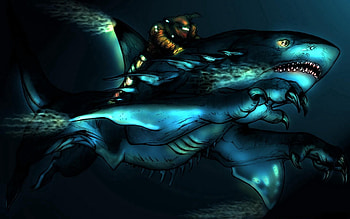 Water, Fantasy, Being, Creature, Horseman, Rider, Shark HD wallpaper