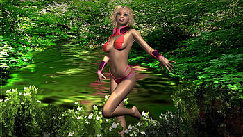 FAIRY IN SPRING, fairy, flowers, sream, spring, palnts HD wallpaper