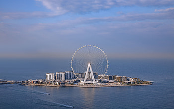 Ain Dubai, biggest observation wheel, Dubai Marina, evening, sunset, Dubai, United Arab Emirates, observation wheel, Dubai cityscape, Dubai Landmark, UAE HD wallpaper