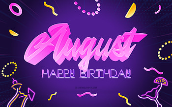 Happy Birtay August, , Purple Party Background, August, creative art, Happy August birtay, August name, August Birtay, Birtay Party Background HD wallpaper