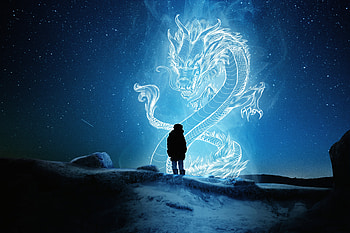 Art, Silhouette, Dragon, Illusion HD wallpaper