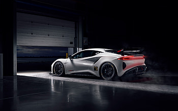 Lotus Emira GT4, 2023, rear view, exterior, racing car, white Emira GT4, British sports cars, Lotus HD wallpaper