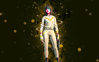 Future Frost Harlowe, , yellow neon lights, Fortnite Battle Royale, Fortnite characters, Future Frost Harlowe Skin, Fortnite, Future Frost Harlowe Fortnite HD wallpaper
