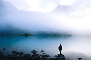 Nature, Lake, Shore, Bank, Silhouette, Fog, Loneliness HD wallpaper