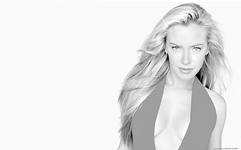 Kristanna Locken, white, black, blonde, bw, girl, actress, woman HD wallpaper