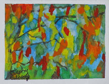 Autumn Hedgerow, colorful, abstract, painting, watercolor, autumn-hedgerow HD wallpaper