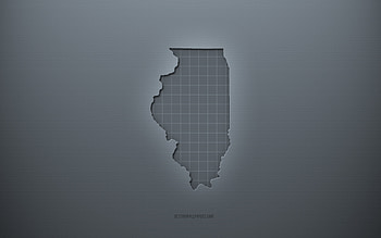 Illinois map, gray creative background, Illinois, USA, gray paper texture, American states, Illinois map silhouette, map of Illinois, gray background, Illinois 3d map HD wallpaper