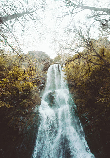 Nature, Rivers, Trees, Rock, Waterfall HD phone wallpaper