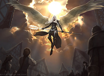 Avacyn, wings, magic the gathering, angel, sun, mtg HD wallpaper