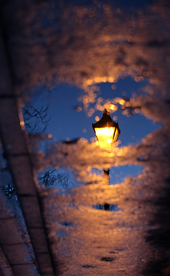 Reflection, Miscellanea, Miscellaneous, Asphalt, Lantern, Lamp, Puddle HD phone wallpaper