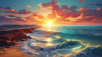 Ocean waves, water, ocean, wave, sea, sunset, Ocean Waves HD wallpaper