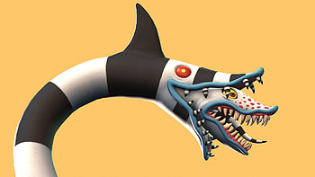 Beetlejuice cartoon, Striking sandworm, Artistic interpretation, Mythical creature HD wallpaper