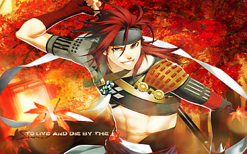 Honor Warrior!, sanosuke, sword, shinsengumi, sanosuke harada, leaves, red, hakuouki shinsengumi kitan, leaf, sun, warrior HD wallpaper