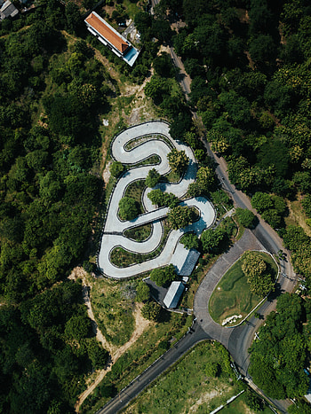 Nature, View From Above, Road, Forest, Structure HD phone wallpaper