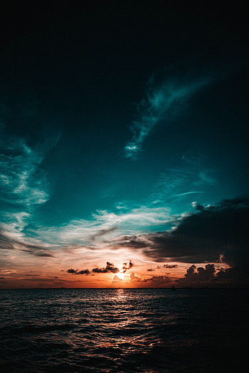 Nature, Sunset, Sea, Twilight, Clouds, Waves, Dusk HD phone wallpaper
