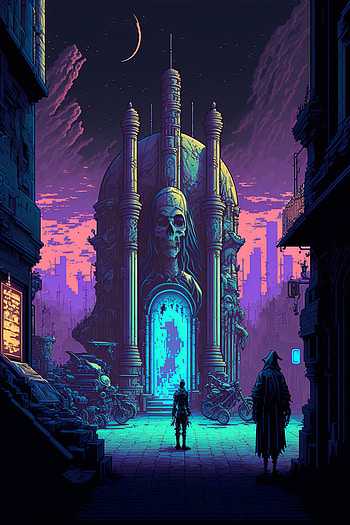 Necropolis in futuristic city, AI Art, Sci Fi, building HD phone wallpaper
