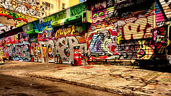 Preview graffiti, asphalt, wall HD wallpaper