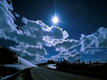 Night drive, night, blue, light, clouds, road HD wallpaper