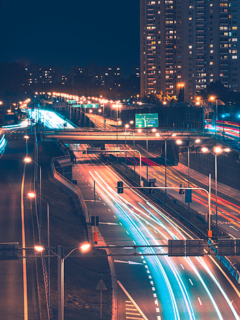 Cities, Lights, View From Above, Road, Night City HD phone wallpaper
