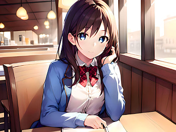 A girl in a cafe, AI Art, Anime, girl, anime girl HD wallpaper