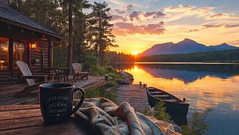 Weekend Getaway: Lakeside Sunrise Retreat, Cabin, Canoe HD wallpaper