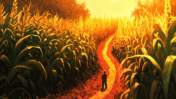 Explore the Corn Maze: A Stunning Ultra, corn maze, cornfield, path, silhouette HD wallpaper