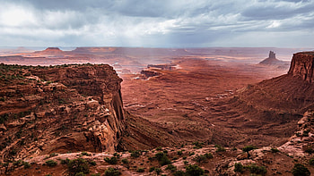 A Brief Break from the Rain, Canyonlands National Park, Utah, mountains, rocks, usa, clouds, landscape, sky HD wallpaper