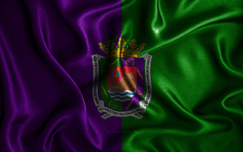 Malaga flag, , silk wavy flags, spanish cities, Day of Malaga, Flag of Malaga, fabric flags, 3D art, Malaga, cities of Spain, Malaga 3D flag HD wallpaper