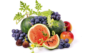 Fruits, Food, Grapes, Watermelons HD wallpaper