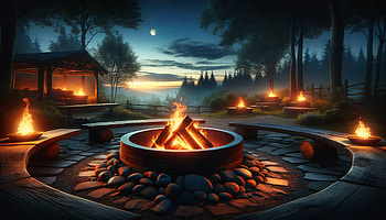 Moonlit Fire Pit Serenity, fire pit, campfire, night, forest HD wallpaper