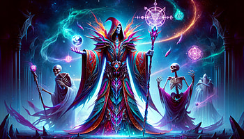 Mystical Warlock, warlock, wizard, magic, fantasy, skeleton HD wallpaper