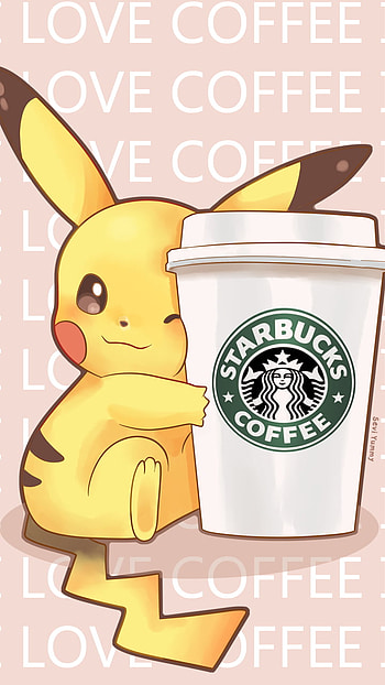 Pikachu & Starbucks: Cute Coffee Anime, cute, coffee, Pikachu, Anime, Pokemon, cute anime HD phone wallpaper