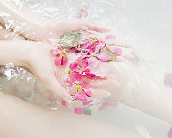 Relaxing time, pink, petals, hands, spa, water HD wallpaper