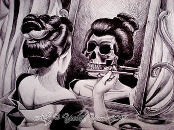 Mask, lady, white, black, skelton HD wallpaper