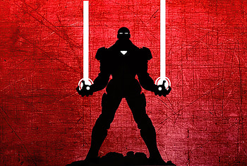 Iron man, silhouette, red background HD wallpaper