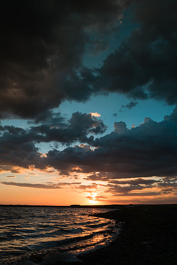 Sunset, Sea, Twilight, Dark, Coast, Dusk HD phone wallpaper