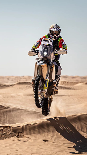 Desert rally, motorcycle, sky, rally dakar HD phone wallpaper