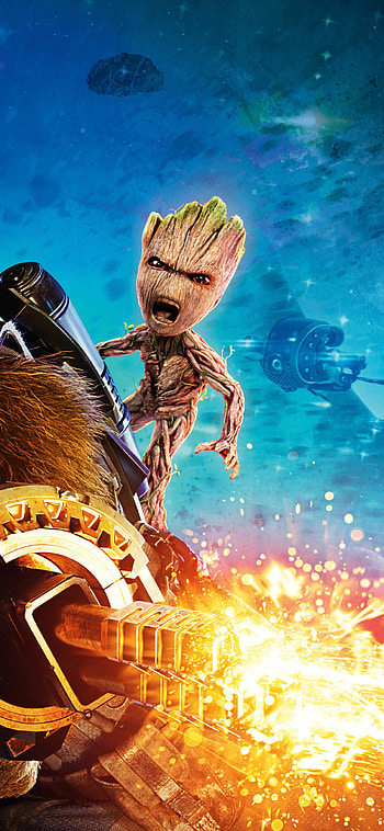 Baby Groot and Rocket Raccoon, Guardians of the Galaxy, quality, Epic battle HD phone wallpaper