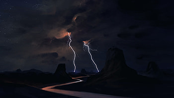 Lightning on the road, Full , Captivating visuals, Breathtaking landscape HD wallpaper