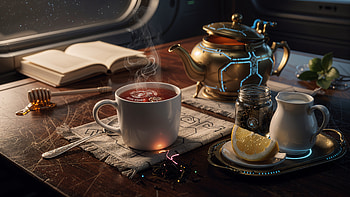 Black Tea: Steamy Copper Afternoon, Black Tea, Teacup, Teapot, Book, Lemon HD wallpaper