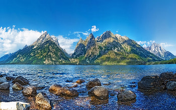 Grand Teton National Park, lake, summer, mountains, beautiful nature, R, USA, America HD wallpaper