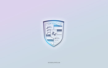 Porsche logo, cut out 3d text, white background, Porsche 3d logo, Porsche emblem, Porsche, embossed logo, Porsche 3d emblem HD wallpaper