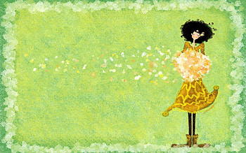 Background, Miscellanea, Miscellaneous, , Drawing, Bouquet, Girl HD wallpaper