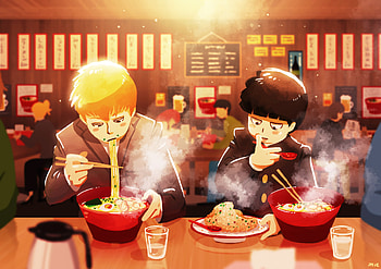 Mob Psycho 100 : Shigeo Kageyama & Arataka Reigen’s Ramen Moment, Shigeo Kageyama, Arataka Reigen, Anime, Mob Psycho 100 HD wallpaper