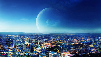 Cities, Planets, City, Evening HD wallpaper