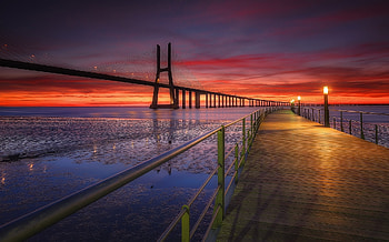 Pier Sunset, Nature, Sunset, Pier, Sky HD wallpaper